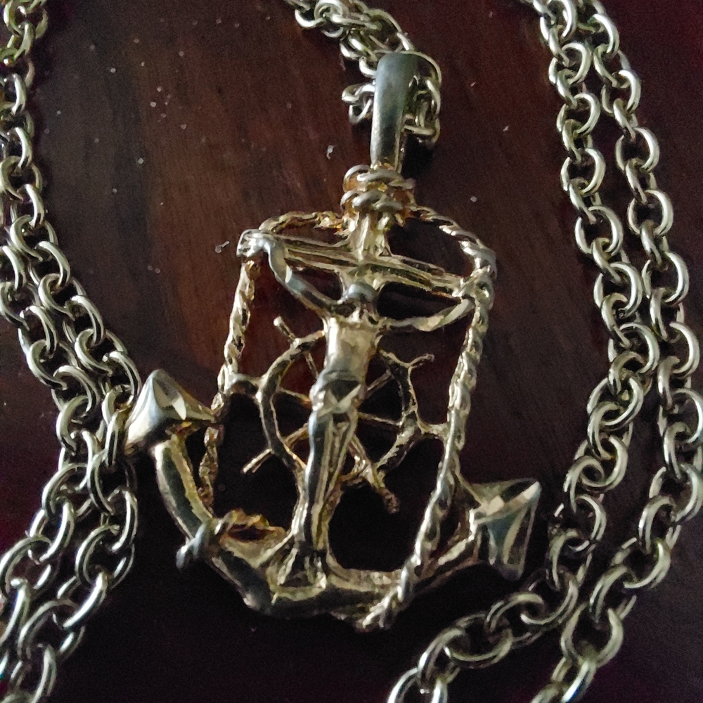 Goldtone Anchor Pendant Necklace